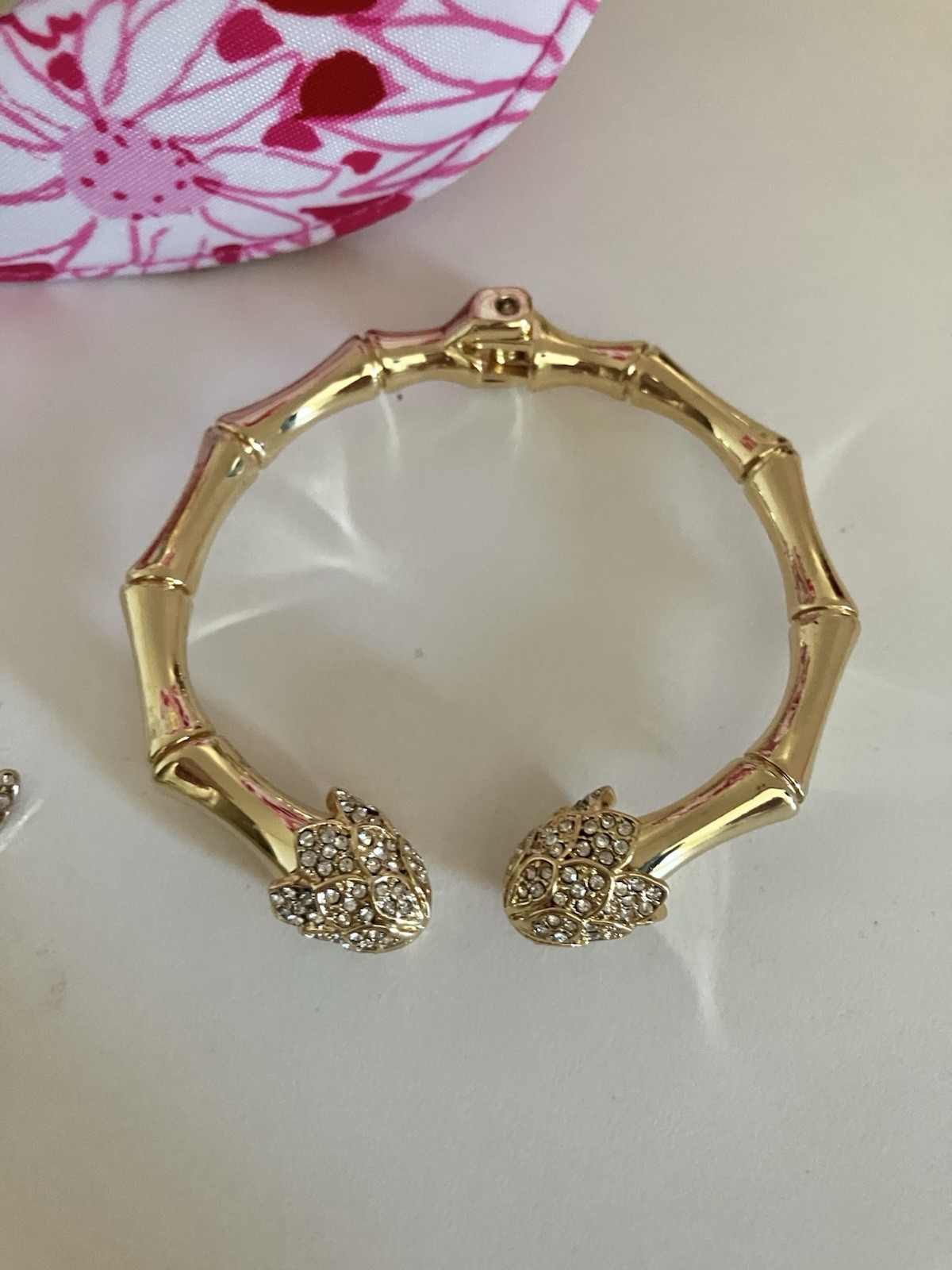 Lilly Pulitzer/J.Crew Rhinestone Earrings + Bangle + Jewelry Case Set NWT