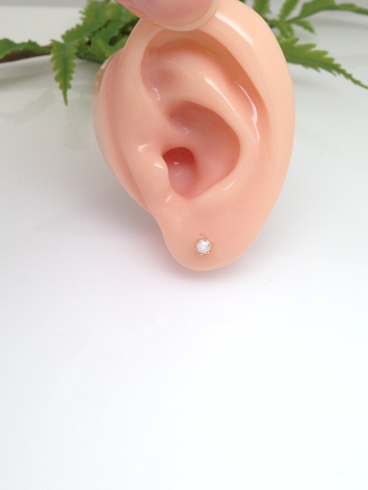 Round White Opal Stud Earrings Sterling Silver 925 Dainty Studs 2.9mm Gold
