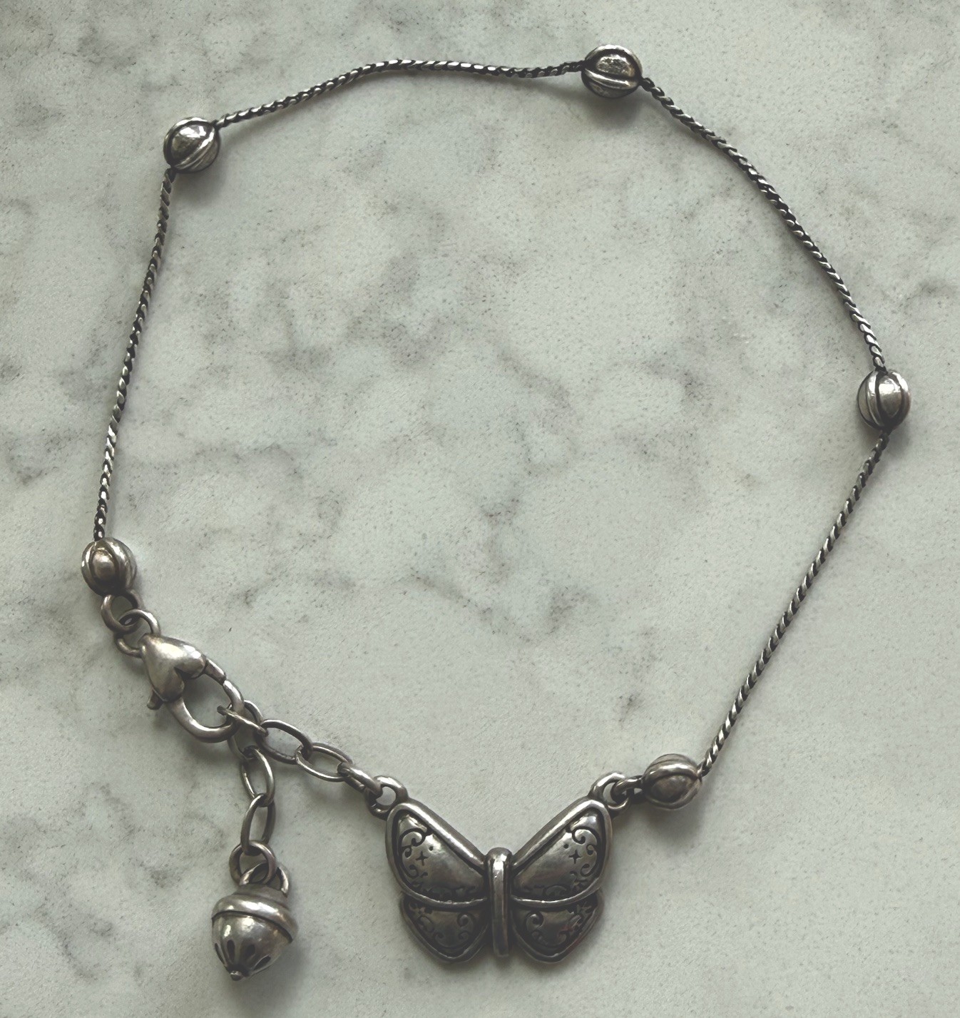 Brighton ‘Retired’ Mariposa Butterfly Silver Anklet Ankle Bracelet