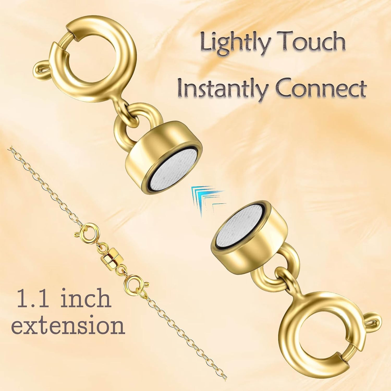 Double Magnetic Necklace Clasps and Closures 14K Gold and Silver Bracelet Extend