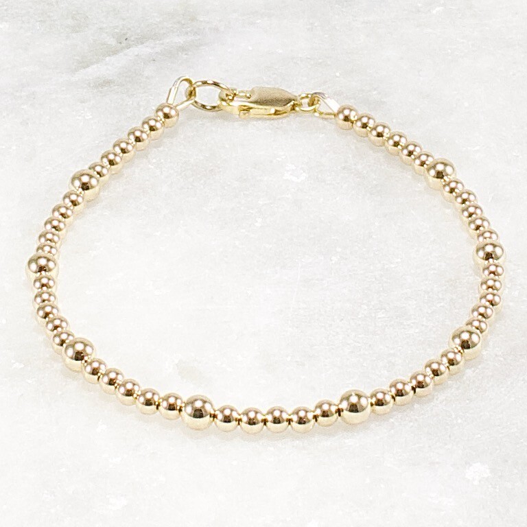 Gold Bead Bracelet 14k Gold Filled 2.5mm 3.5mm