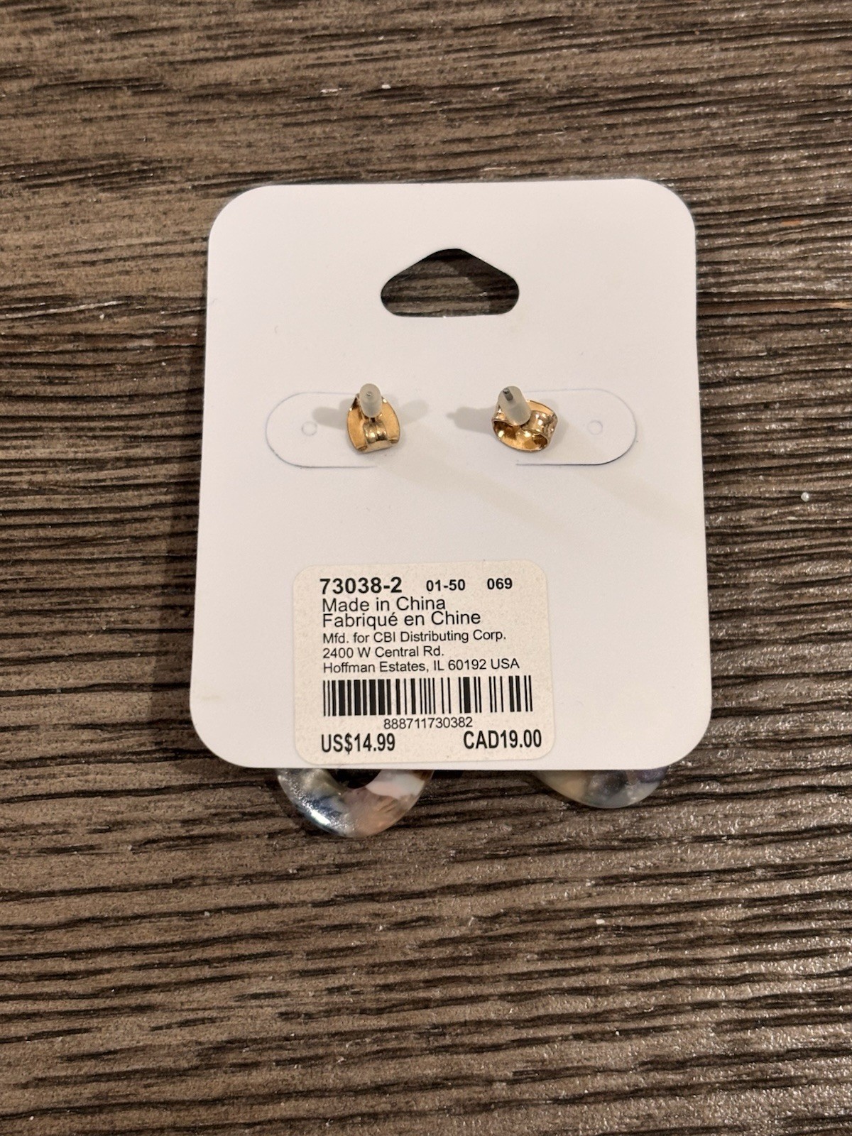 NWT Claires Sensitive Solutions Marbled Resin Oval Hoop Drop Earrings Gold