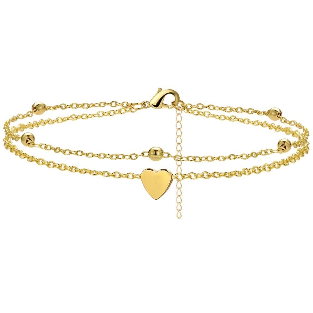 Women’s 925 Silver Plated CZ Heart Anklet Waterproof Foot Bracelet