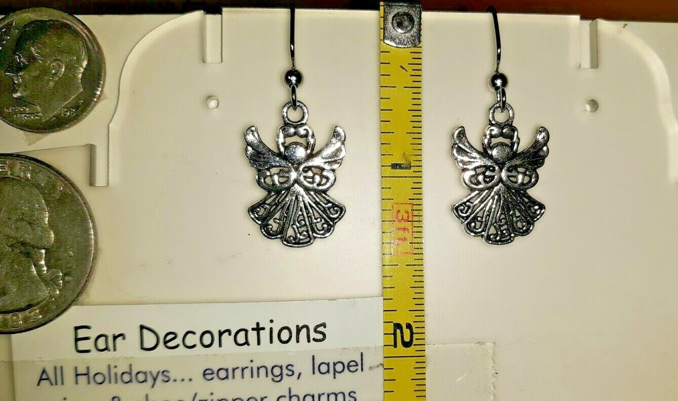 Angel Earrings Rhodium Metal Dangle nickel free…..Ear Decorations by Robyn