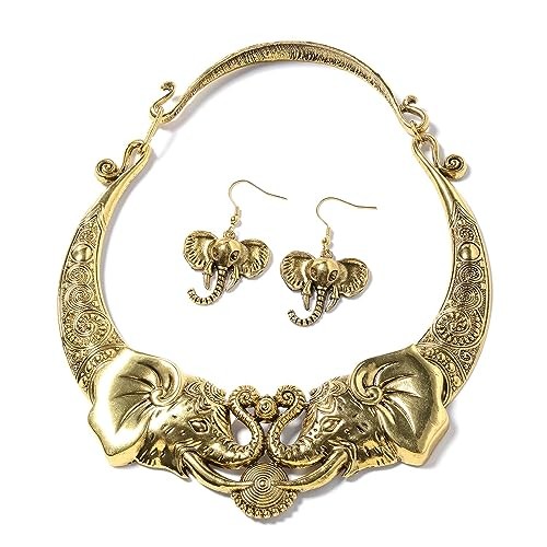Elephant Earrings Necklace Set Stainless Steel Jewelry For Her Size 16″