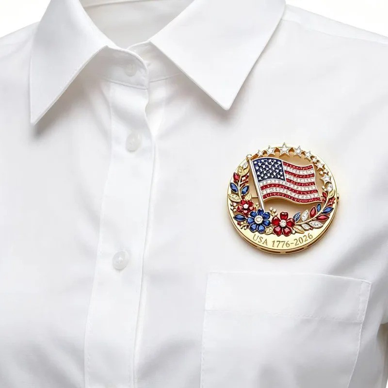 Patriotic American Flag Brooch Pin 250 Years of Freedom USA Men Women Jewelry
