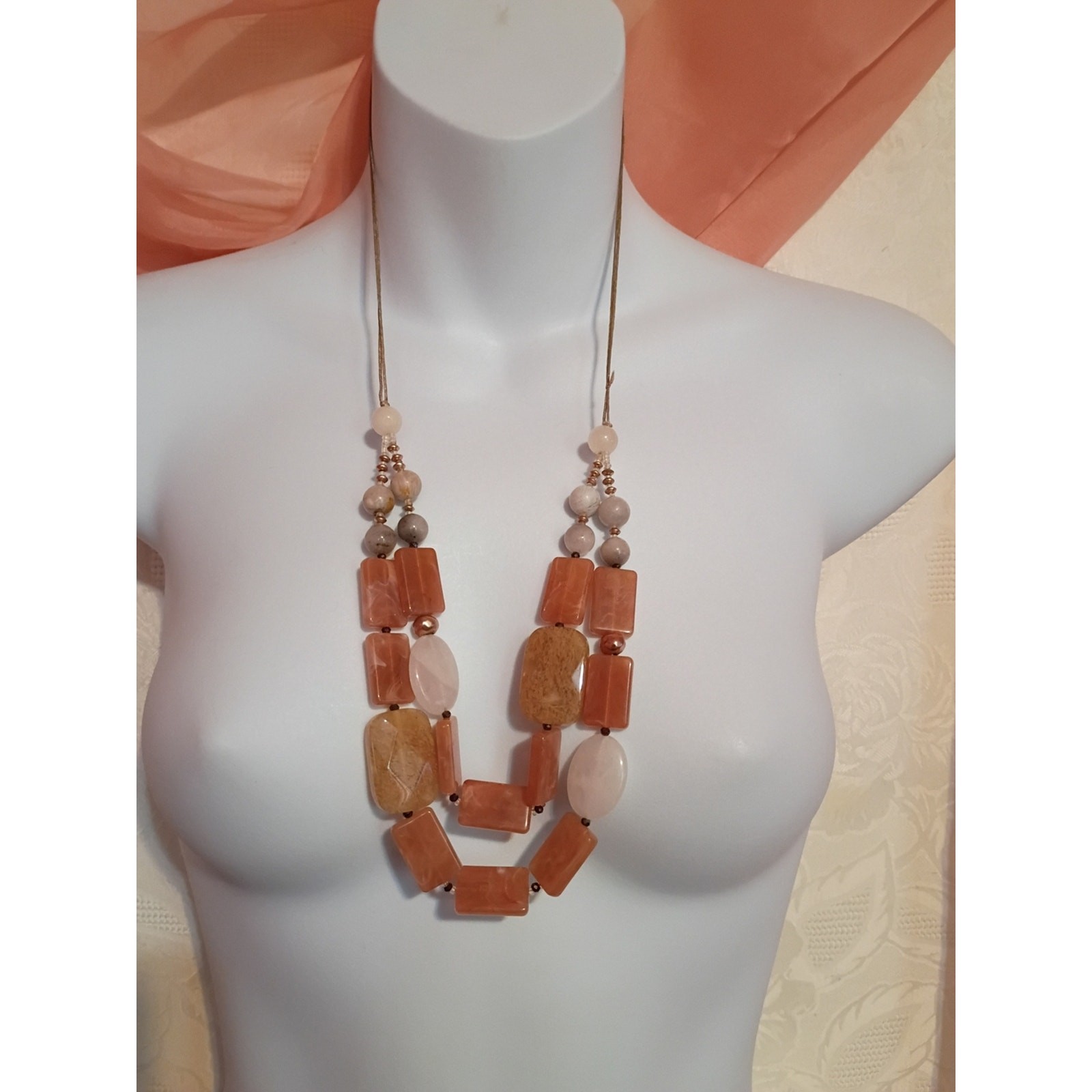 J.Jill Rose Quartz Multi-Strand Adjustable Necklace