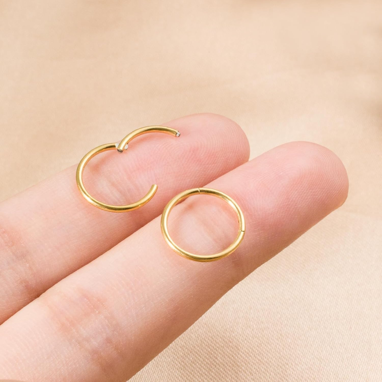 Small Gold Hoop Earrings, Lightweight 14K Gold Plated Huggie Hoop Earrings for C