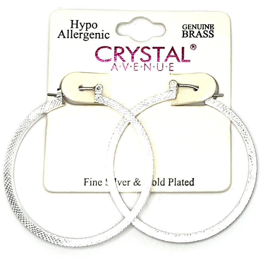 1 1/2″ in Diameter Silver Color Hoop Earrings