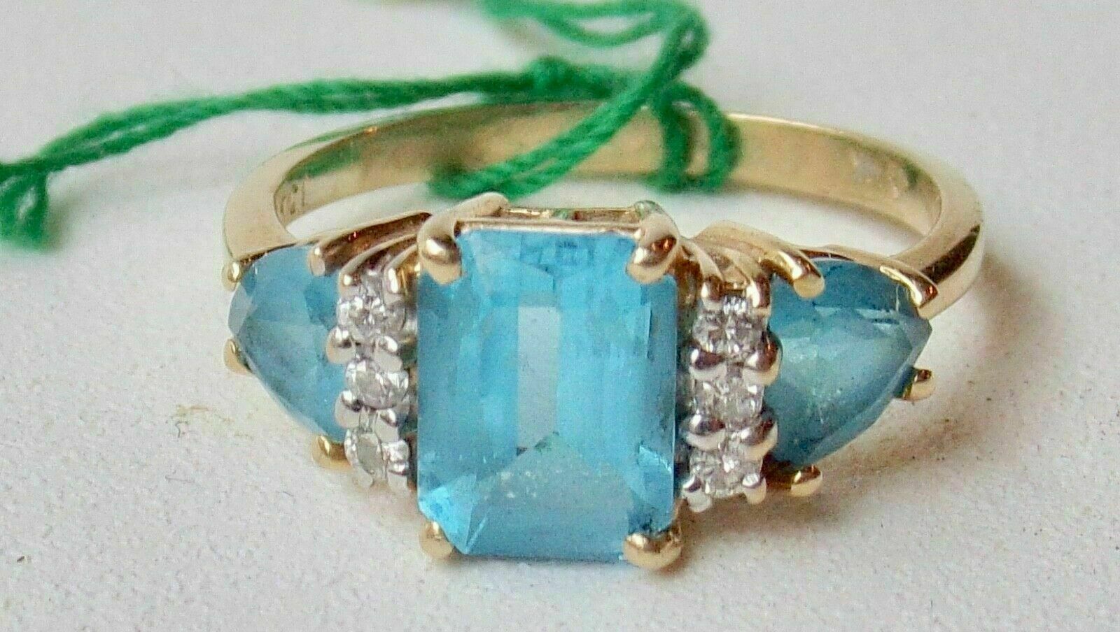 2.75Ct Simulated Aquamarine Diamond Engagement Ring 14K YellowGold Plated Silver