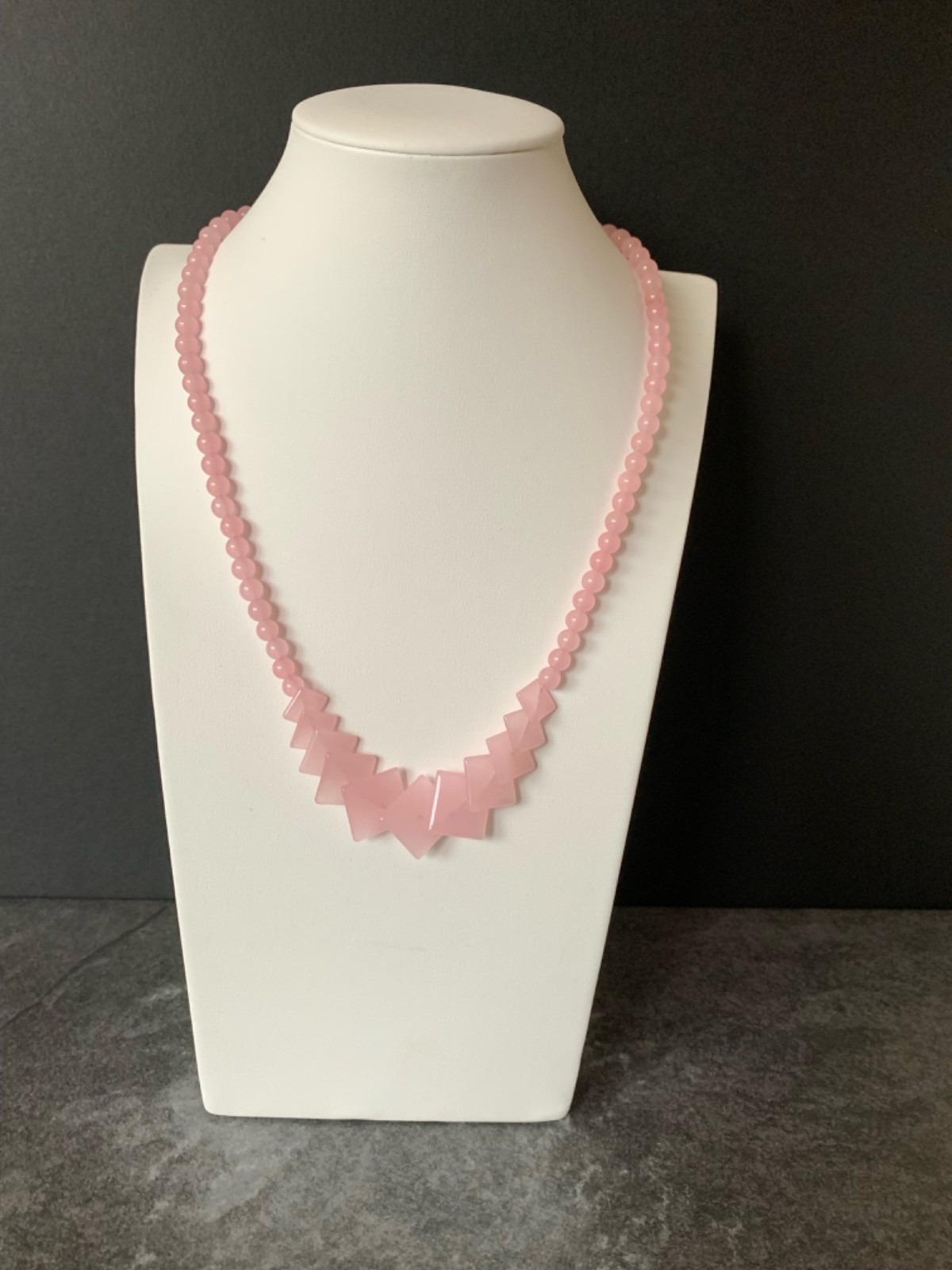 Simple Rose Quartz varied sized beads, 21 iInch Necklace 35