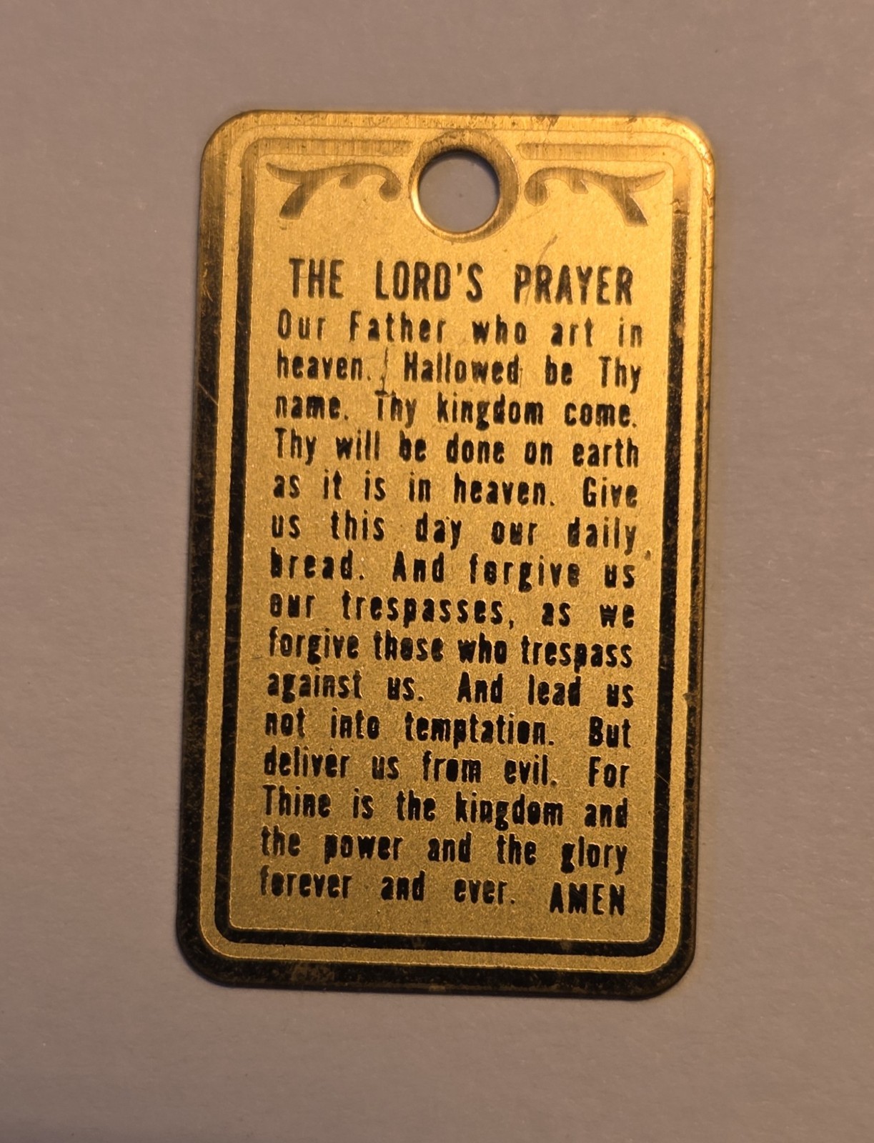 Vintage Lord’s Prayer Military Dog Tag/Pendant