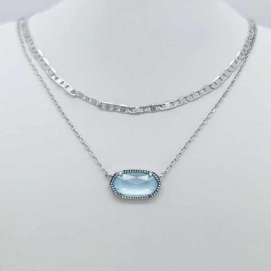 Kendra Scott Elisa Multi Strand Silver Pendant Necklace In Light Blue Illusion