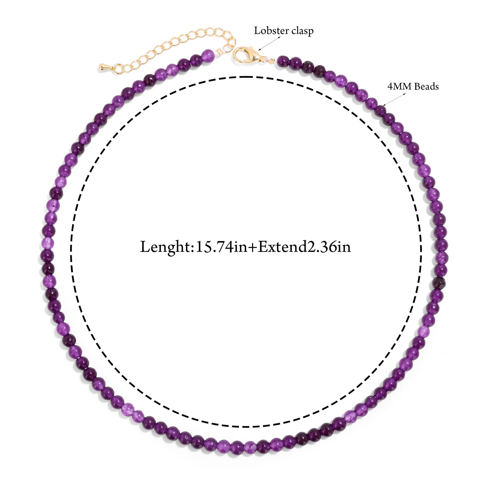 Bohemian Carnelian 4mm Round Beads Necklaces for Women Men Rose Quartzs Tiger Ey