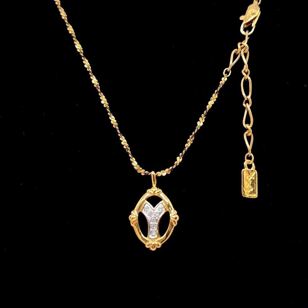 ✨ Yves Saint Laurent Necklace Logo Oval Vintage YSL With Box