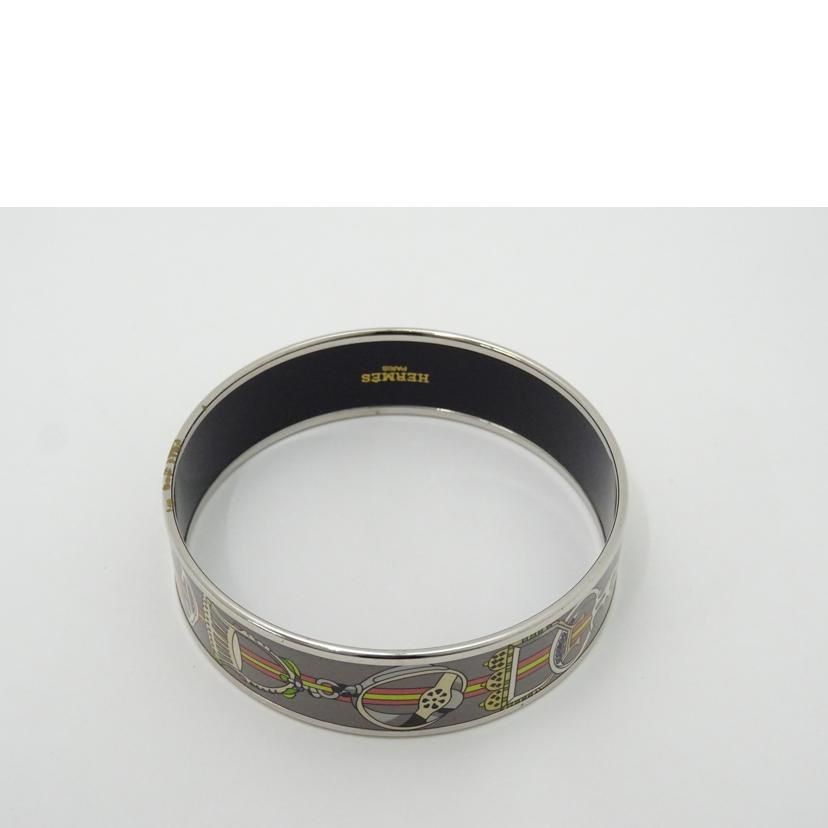 HERMES Emaille GM Bangle Bracelet Gray GP 21cm Width 1.9cm Pre-owned