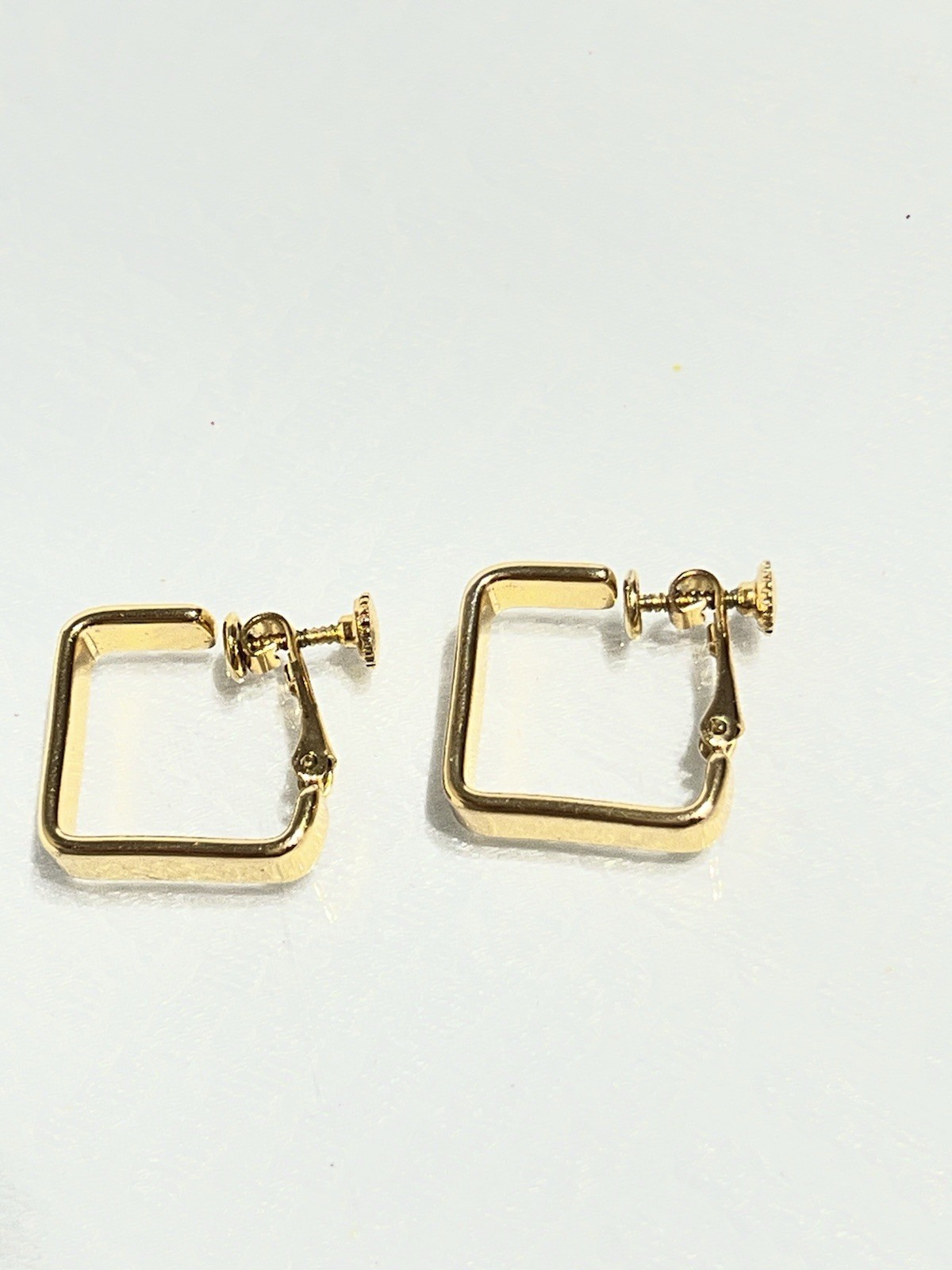 Vintage Napier Gold Tone Square Clip On Earrings Screw Back Geometric