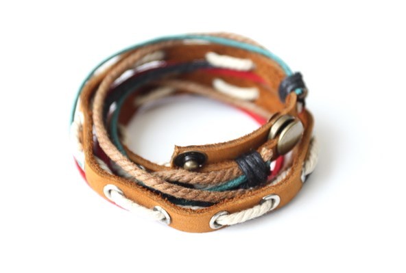 NEW Leather Hemp 2-in-1 Choker Necklace Bracelet Wristband Wrap Cuff Surfer 15″