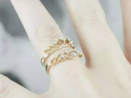 0.69 Ct Round Cut Simulated Diamond Wrap Enhancer Gift Ring 14K Yellow Gold Over