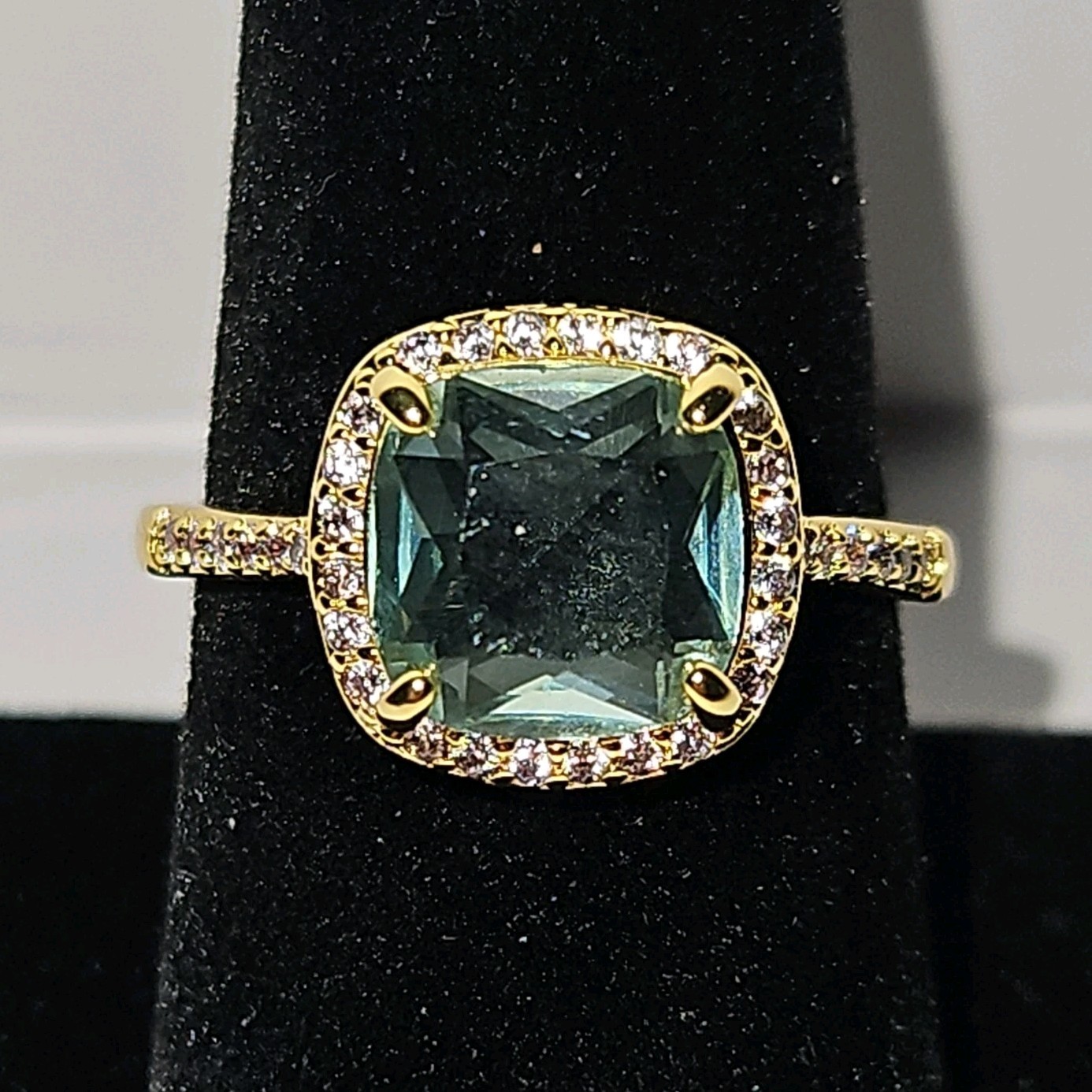 RBP2127 Lab-Created Mint Spinel and Amethyst Halo 18K YG Plated Ring 8
