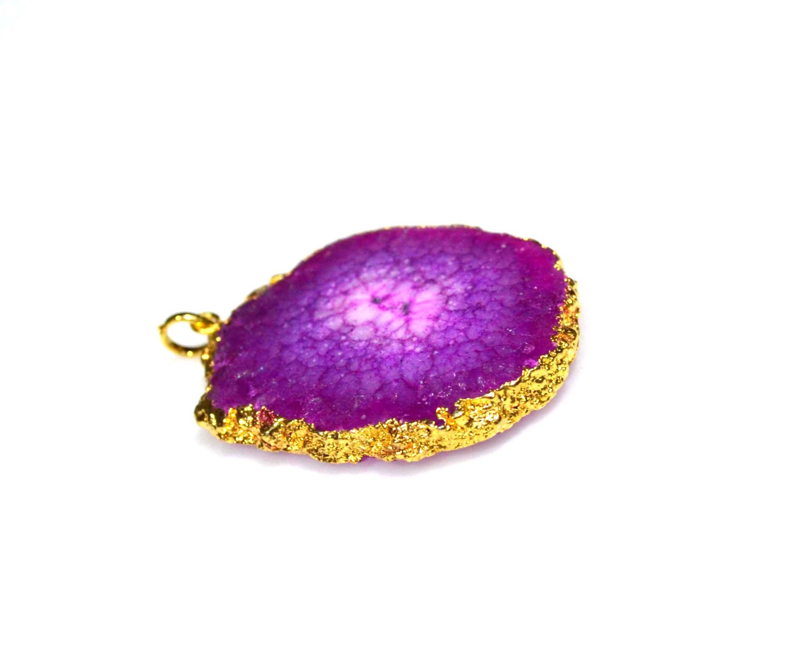 112Cts. Golden Electroplated Pink Crystal Druzy Pendant Agate Gems Jewelry-A824