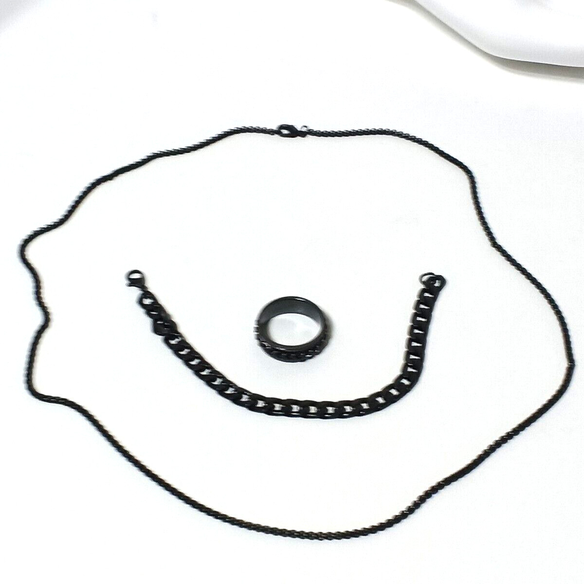 3pcs Men Jewelry Set Black Brass Plated Streetwear Hip Hop