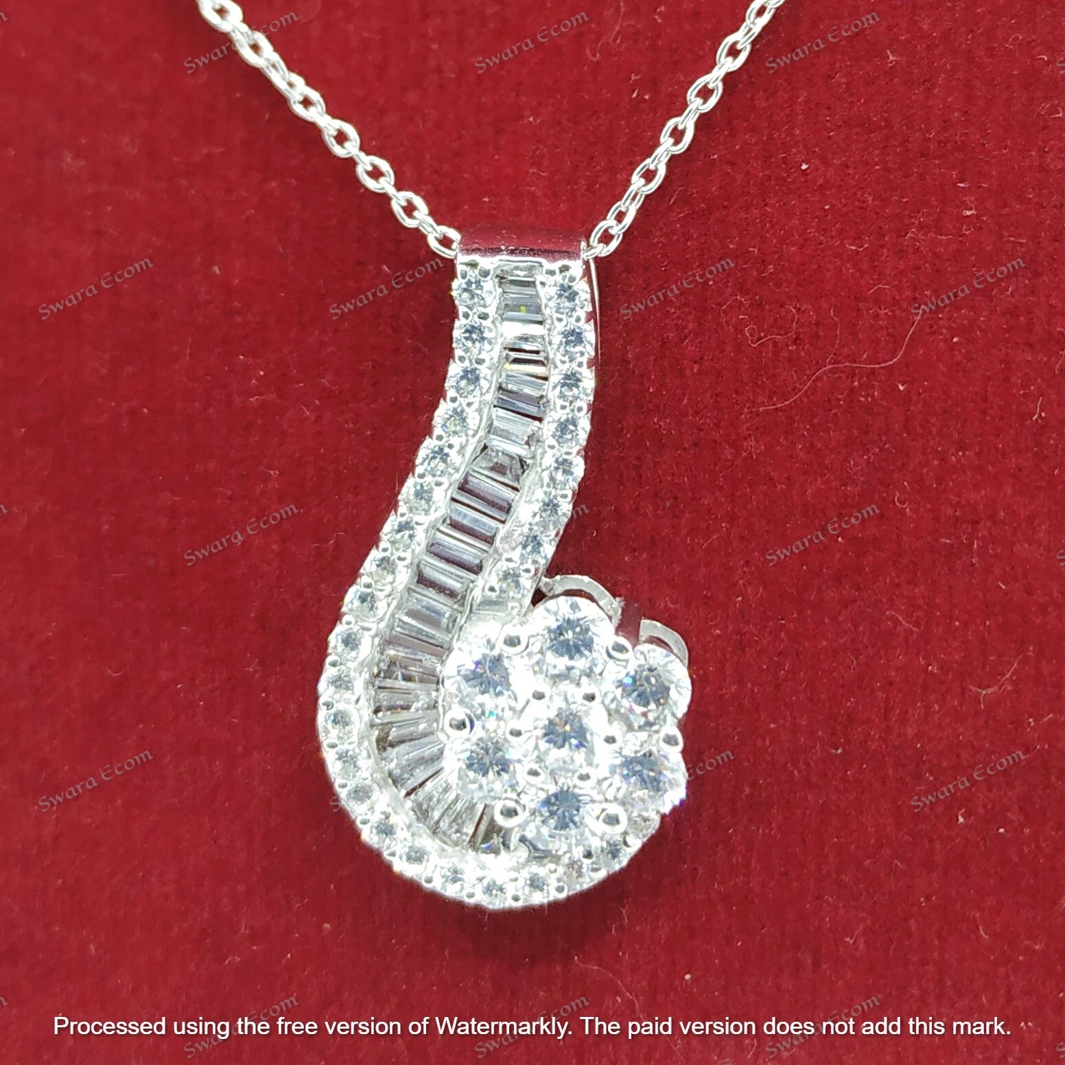 2.00Ct Round Cut VVS1/D Simulated Diamond Cluster Pendant 14k White Gold Plated