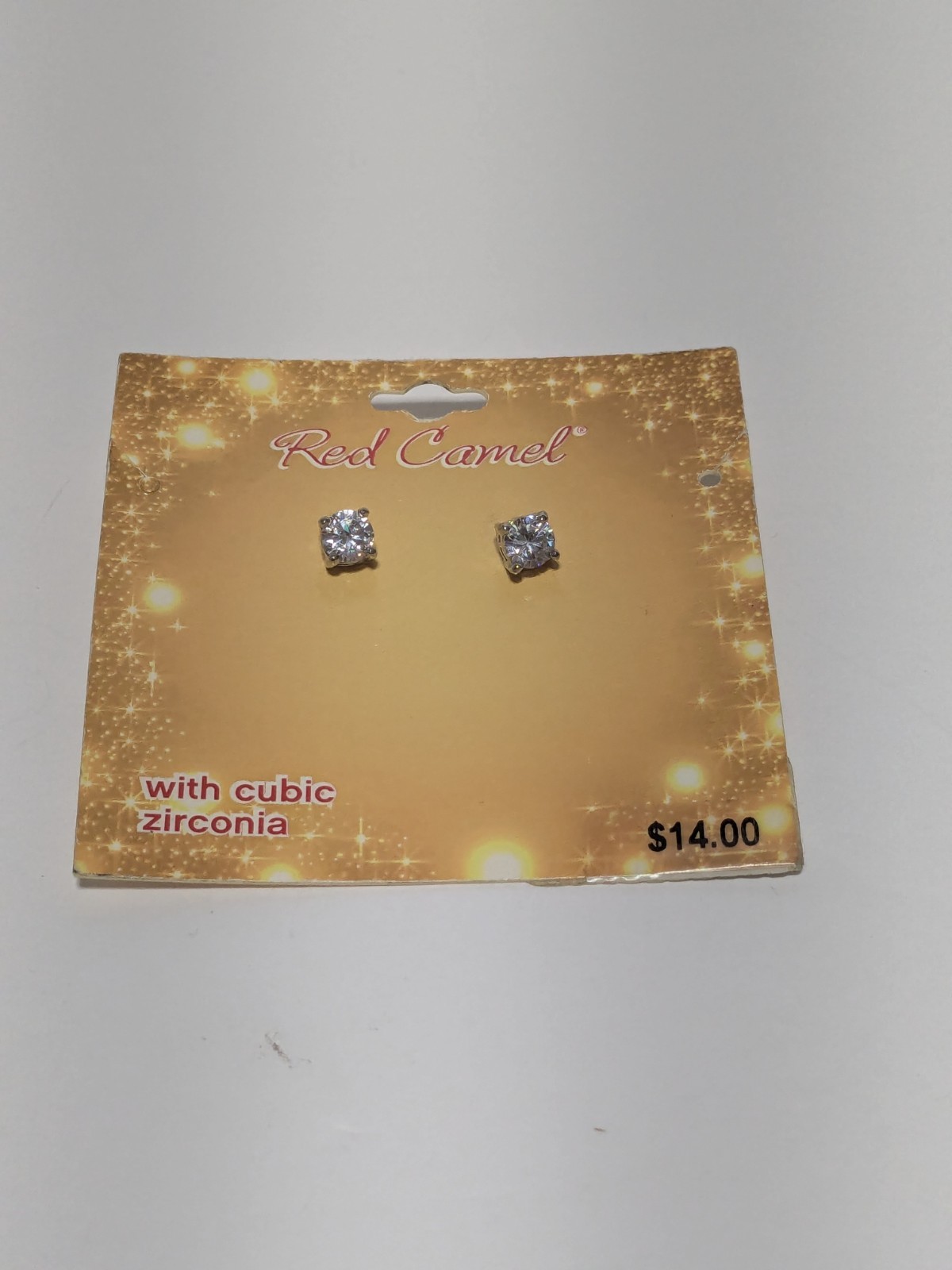 Red Camel NWT Silver Plated & Prong Set Faceted CZ Stud Earrings. 1/4″