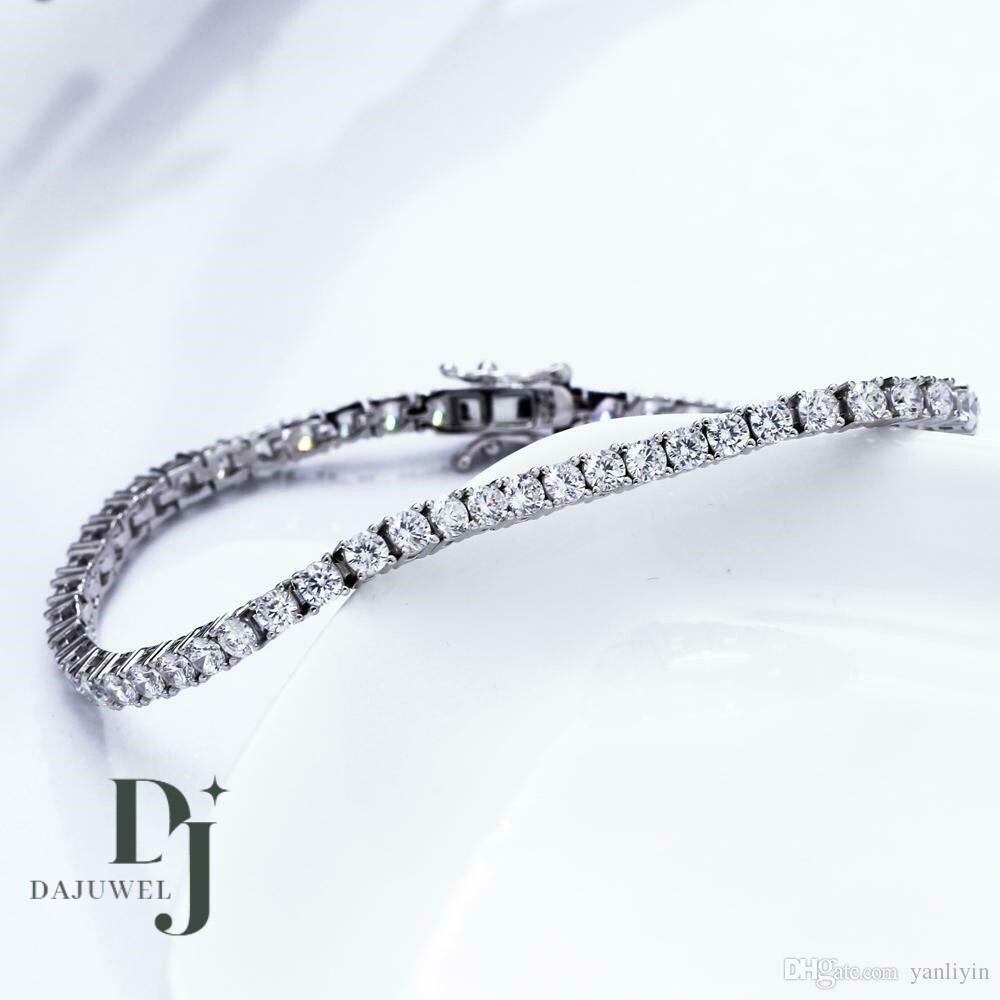 7′ Inch Long Tennis Wedding Bracelet Solid 14K White Gold 5 Carat Round Cut VVS1