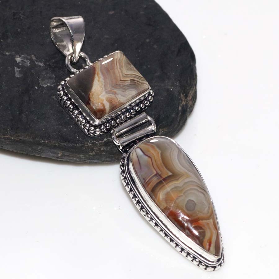 Long Mexican Laguna Lace 925 Silver Plated Pendant 2.5″ Limited Stock Deal JW