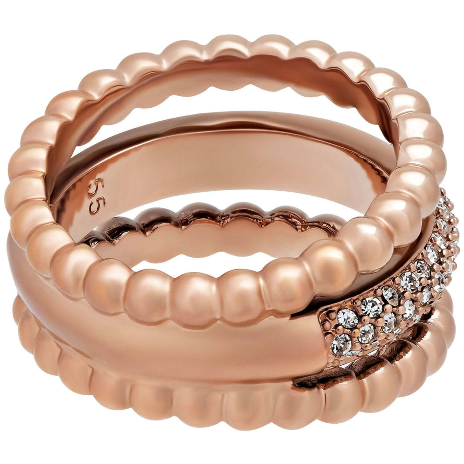 Swarovski Women’s Ring Click Crystals and Bubble Triple Strand, Size 7 5143793