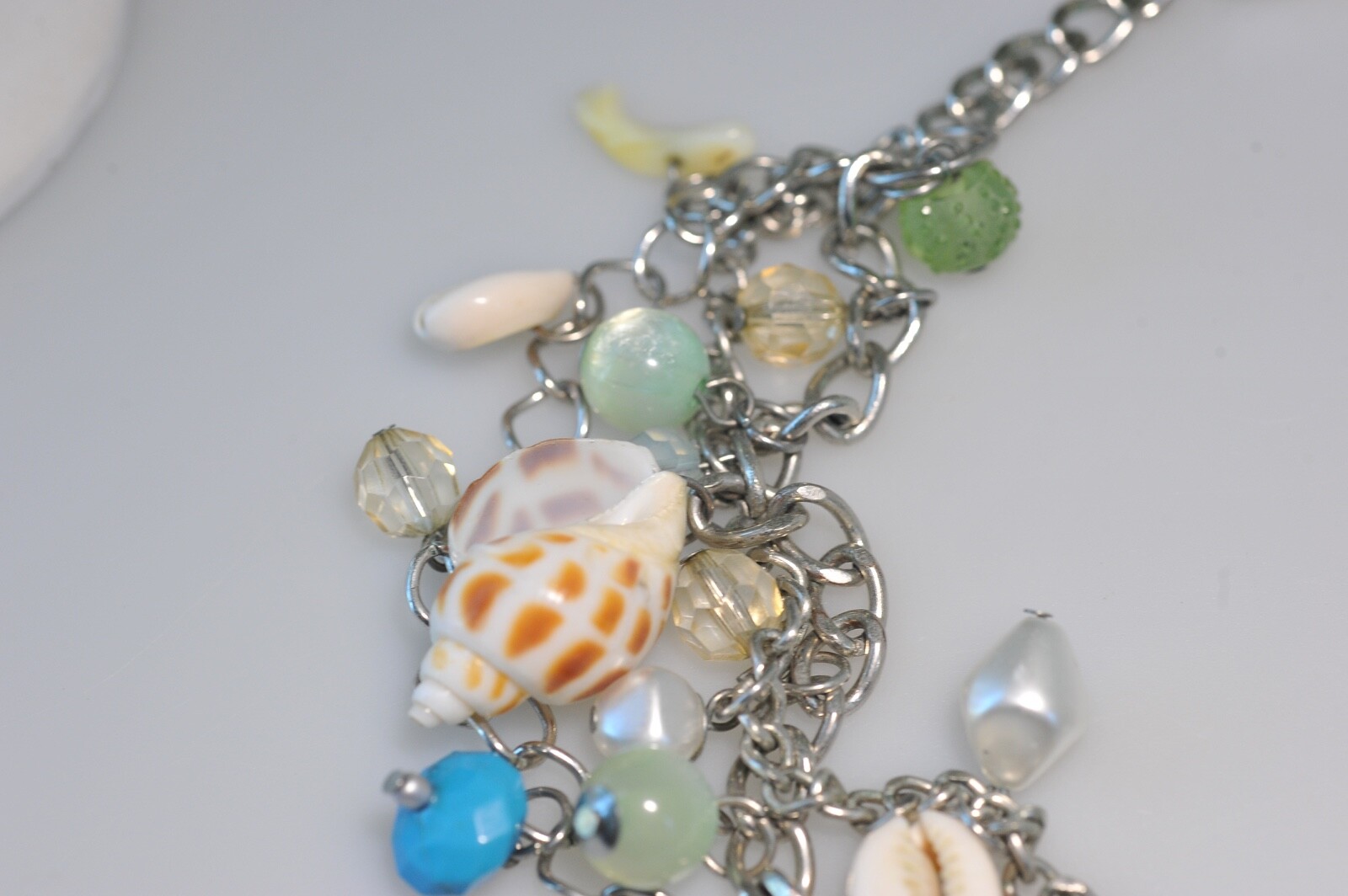 NWT Croft & Barrow 3 Strand Teal blue green beach charm Necklace chunky layered