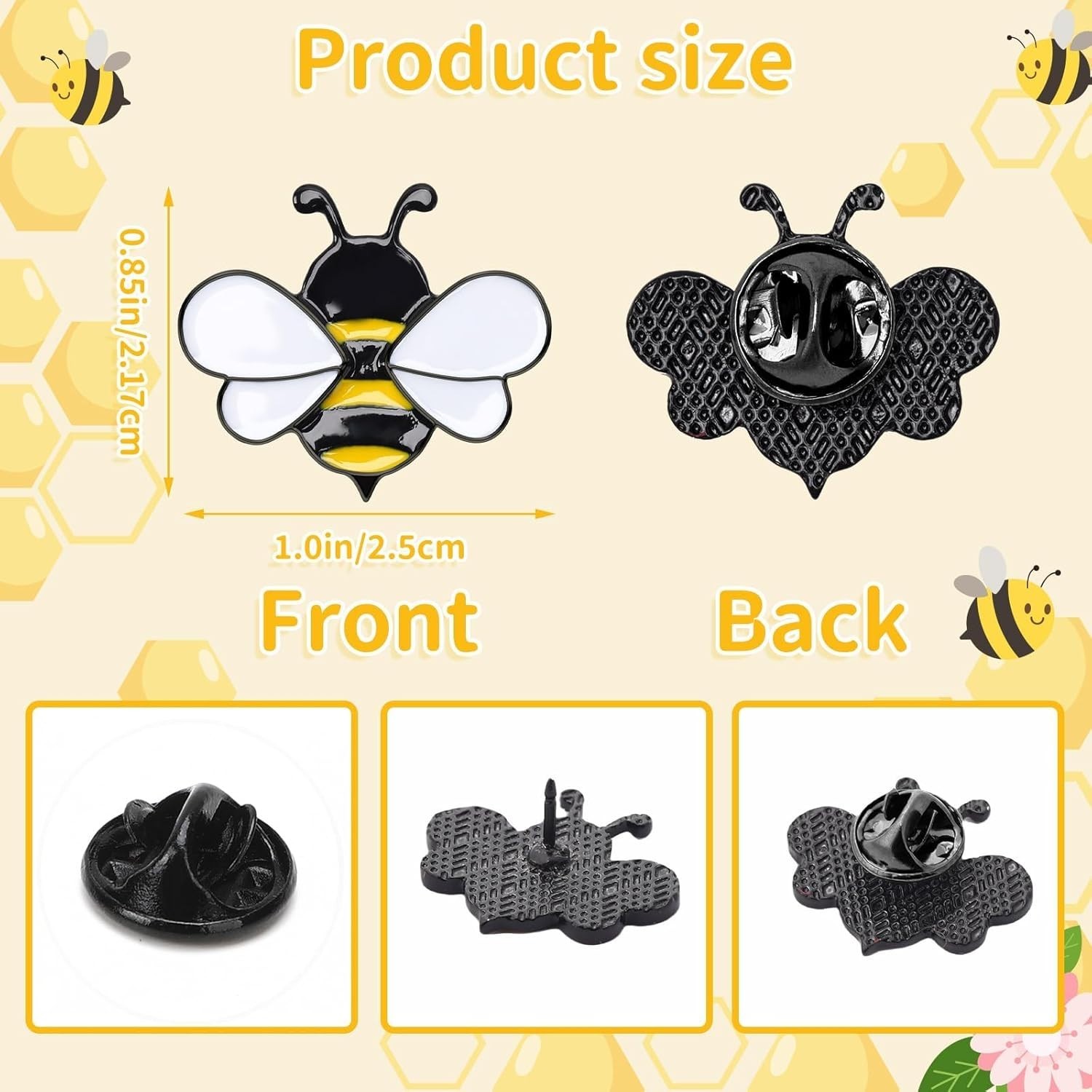 72PCS Bee Enamel Pins Honey Bee Brooch Pins Cute Bee Lapel Pins Bulk Bee Badg…