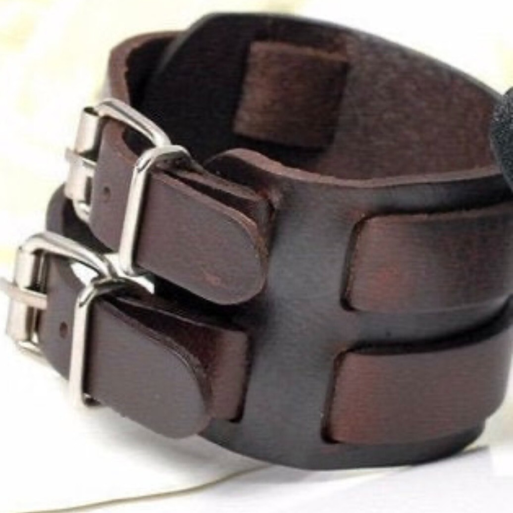 Punk Vintage Leather Wrap Bracelet Available in Black or Brown