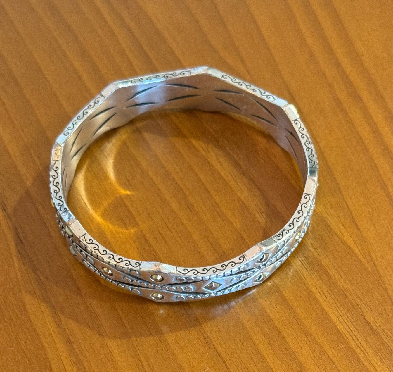 Brighton Bangle Bracelet Silver with Gold Accents – very good used condition