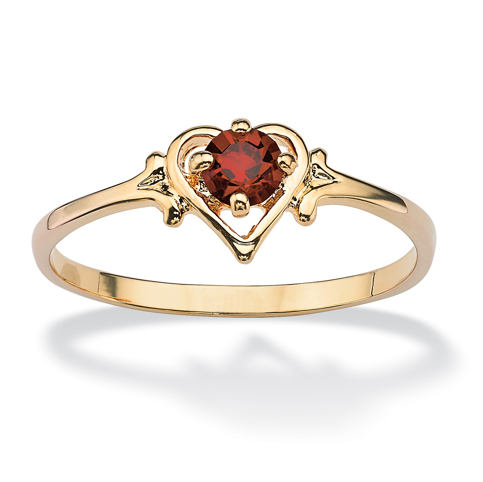 Simulated Birthstone Heart Ring in Gold-Plated