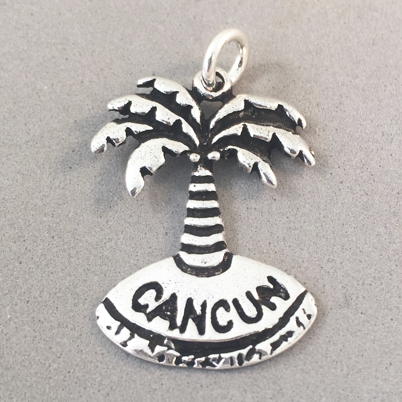 .925 Sterling Silver CANCUN Palm Tree CHARM NEW Pendant Mexico 925 TM09