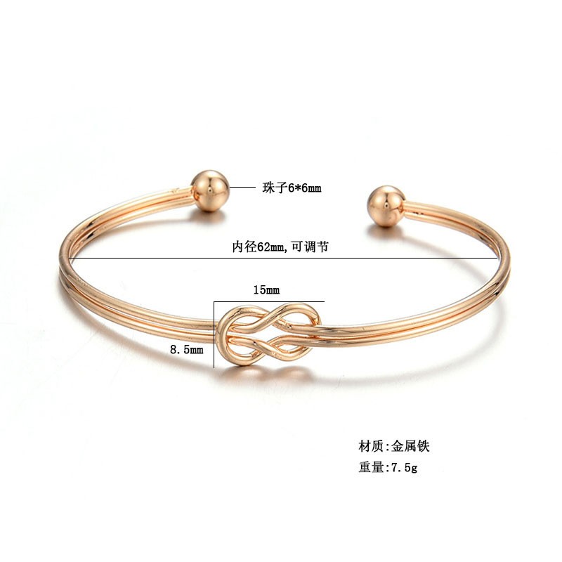 Women Rose Gold Knot Heart Open Cuff Bangle Tribal Bridal Stackable Bracelet