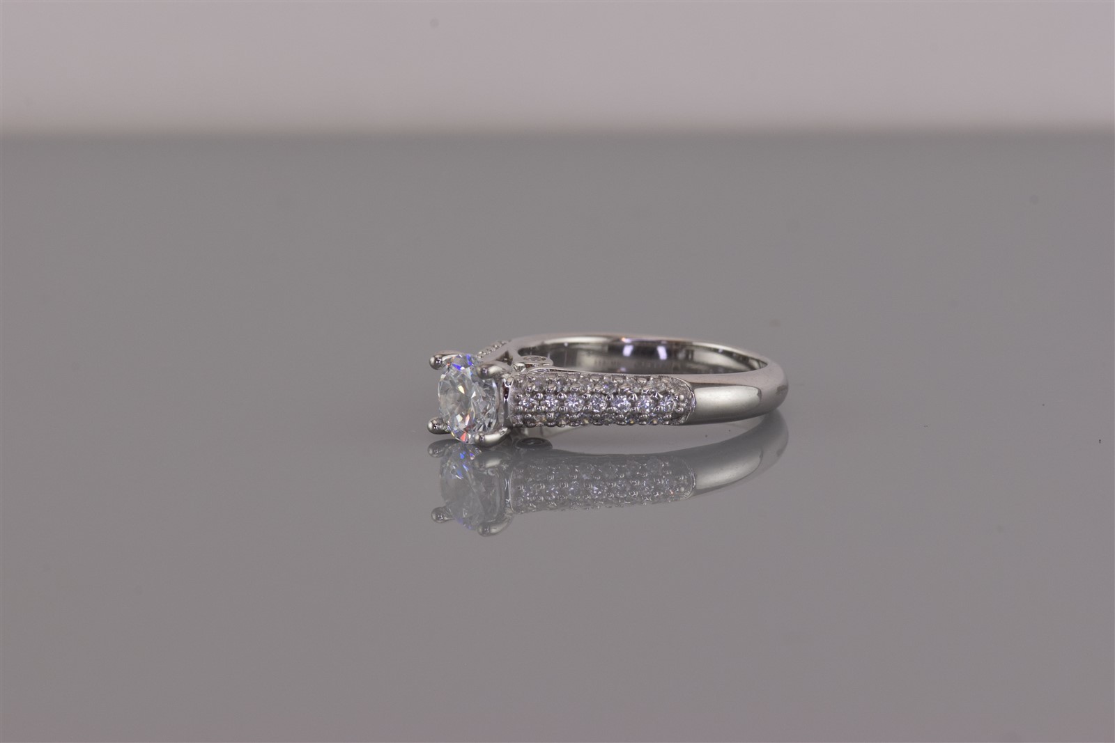 Sterling Silver Cubic Zirconia Solitaire Clustered Pave Band Ring 925 Sz: 6