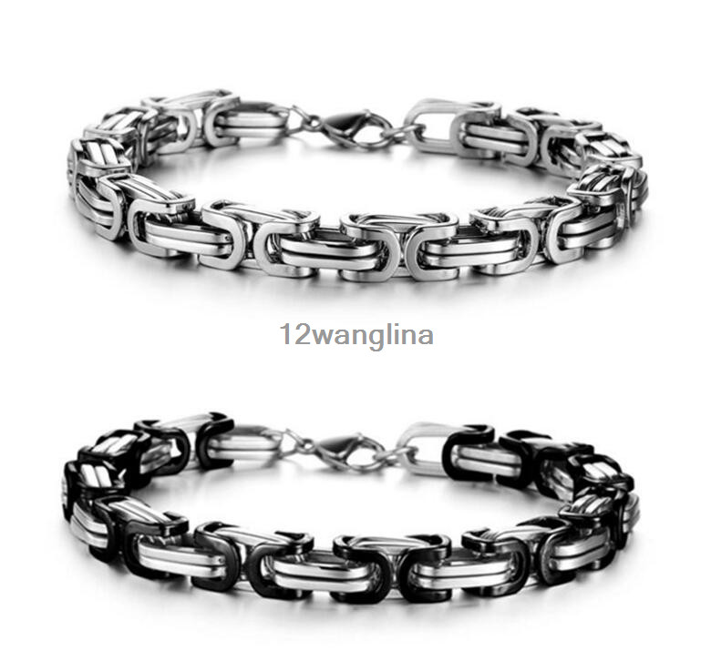 Stainless Steel Silver Byzantine Box Chain Link Bracelet Men’s Unisex 5mm 7-11”