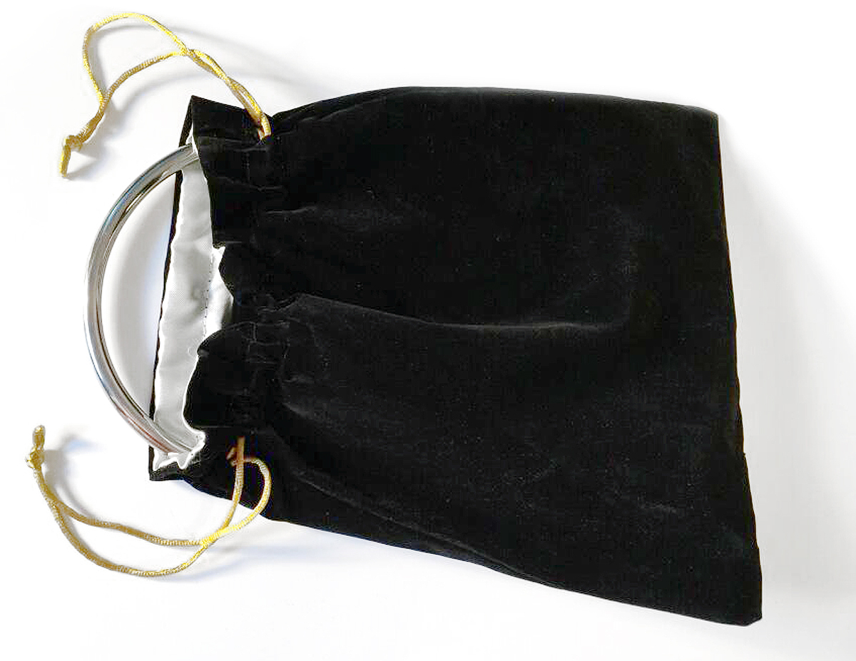 NEW Soft Black Velvet Drawstring Carry Gift Bag w/ Silky Silver Lining 6.5″ x 8″