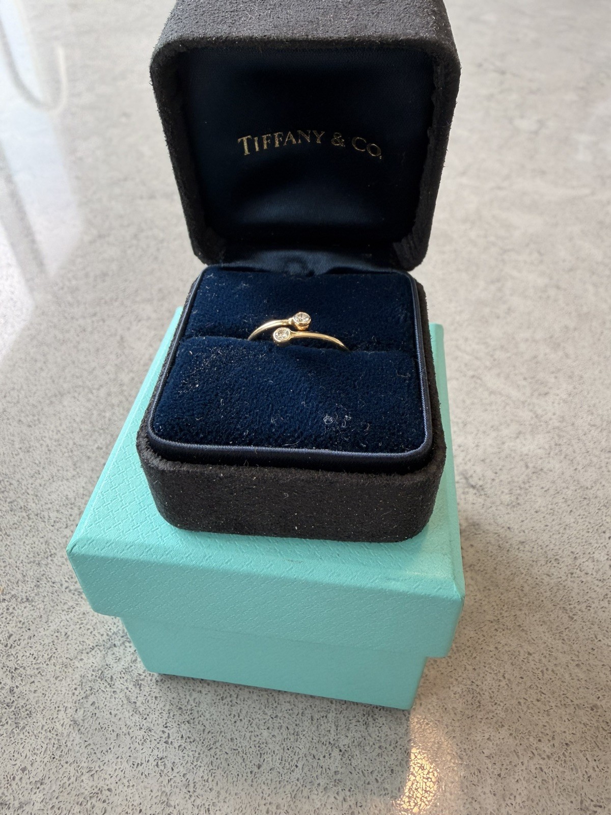Tiffany & Co. Rose Gold Diamond Elsa Peretti Hoop Ring size 6