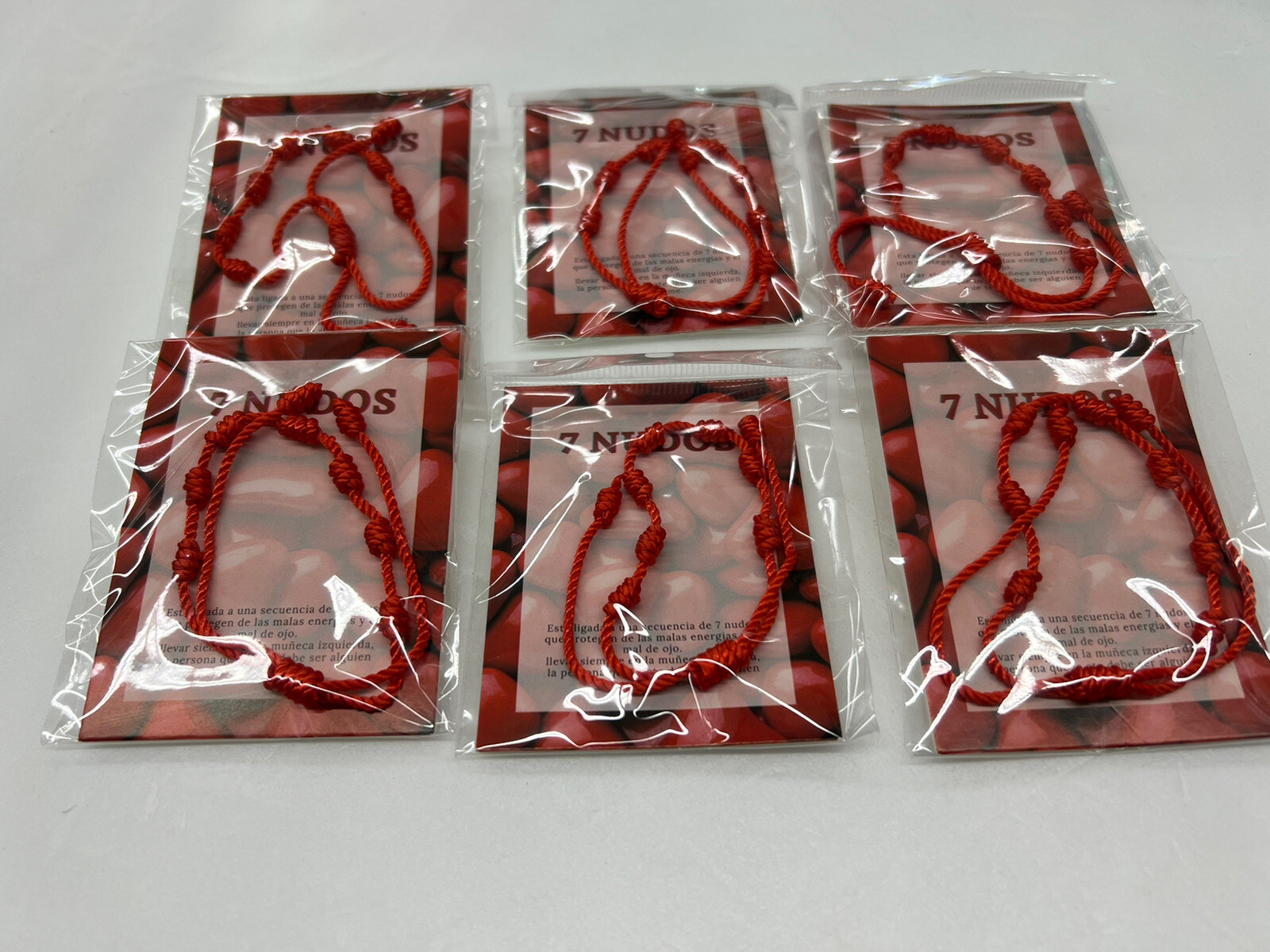 Pulsera Roja 7 Nudos 6 Piezas Cordón Ajustable La Protección Del Mal De Ojo