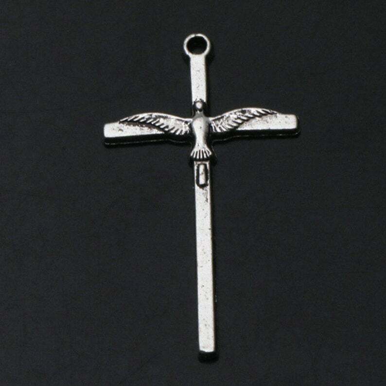 large PEACE christian PRAY CROSS CRUCIFIX JESUS pendant 22″ necklace Silver