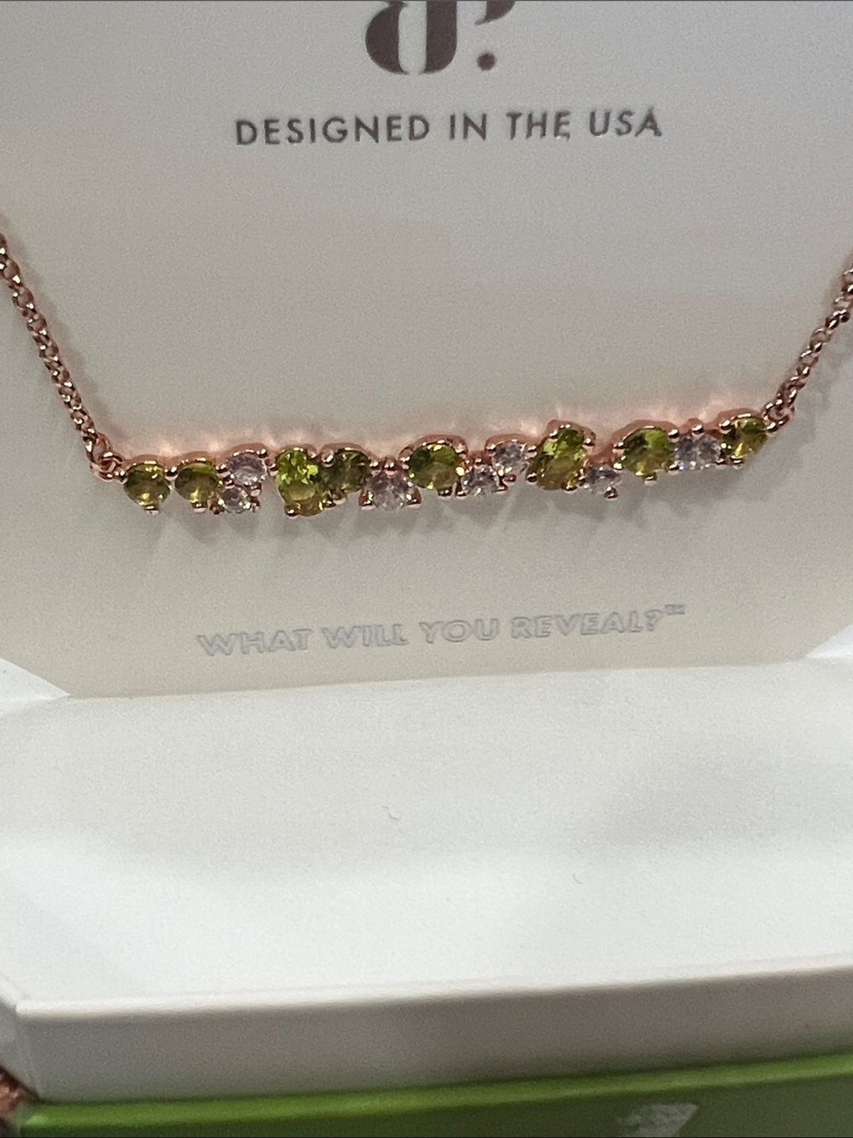 Bomb Party August 2024 Peridot on Rose Gold Plated necklace