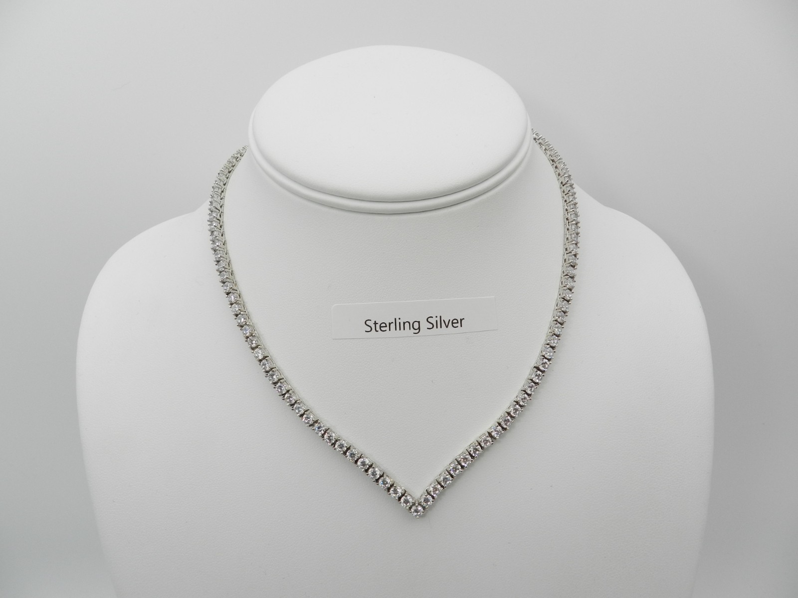 Macy’s Cubic Zirconia Tennis 16″ Collar Necklace in Sterling Silver