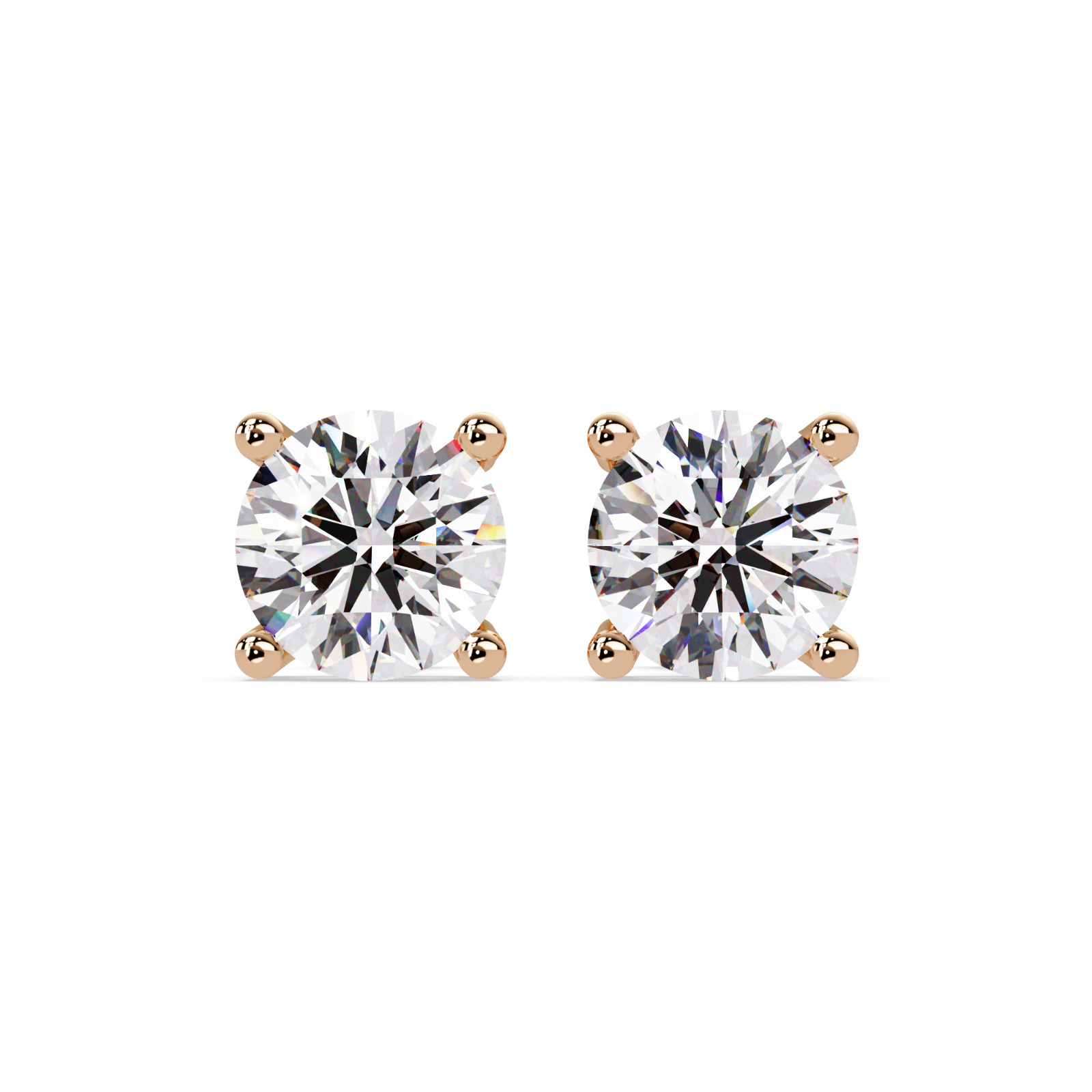 1.00 CTW Round Lab Grown Diamond Stud Earrings VVS 925 Sterling Silver Push Back