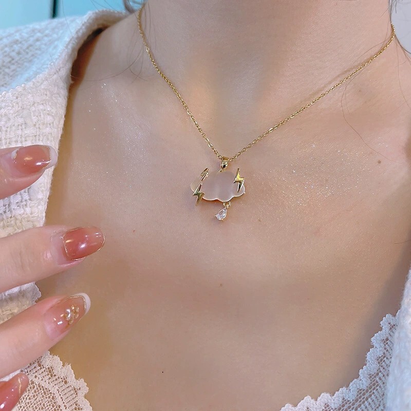 Lightning Cloud necklace, ladies’ pendant, Teardrop necklace, birthday gift