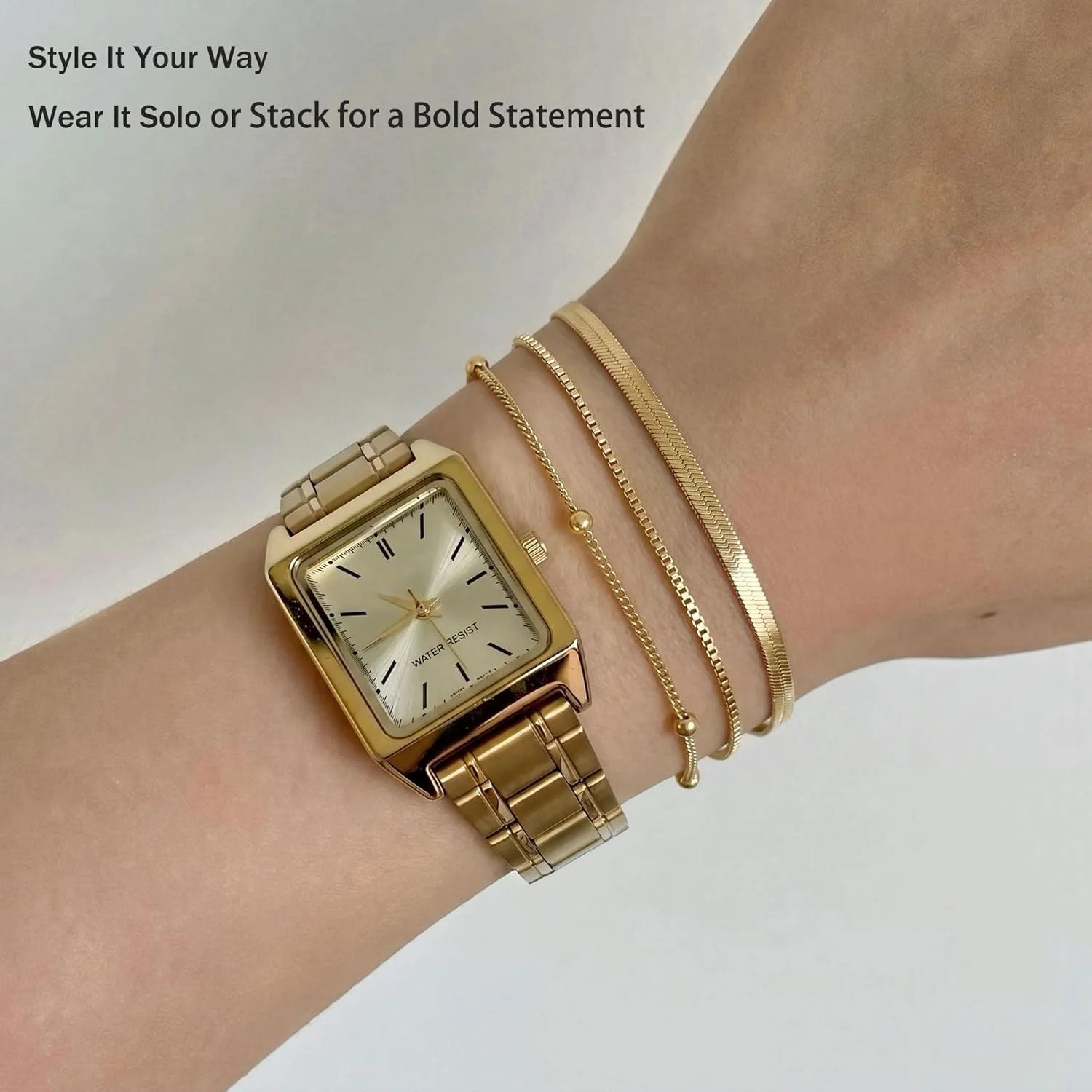 DEARMAY Gold Bracelets for Women Waterproof, 14K Gold Plated Stackable Jewelry S