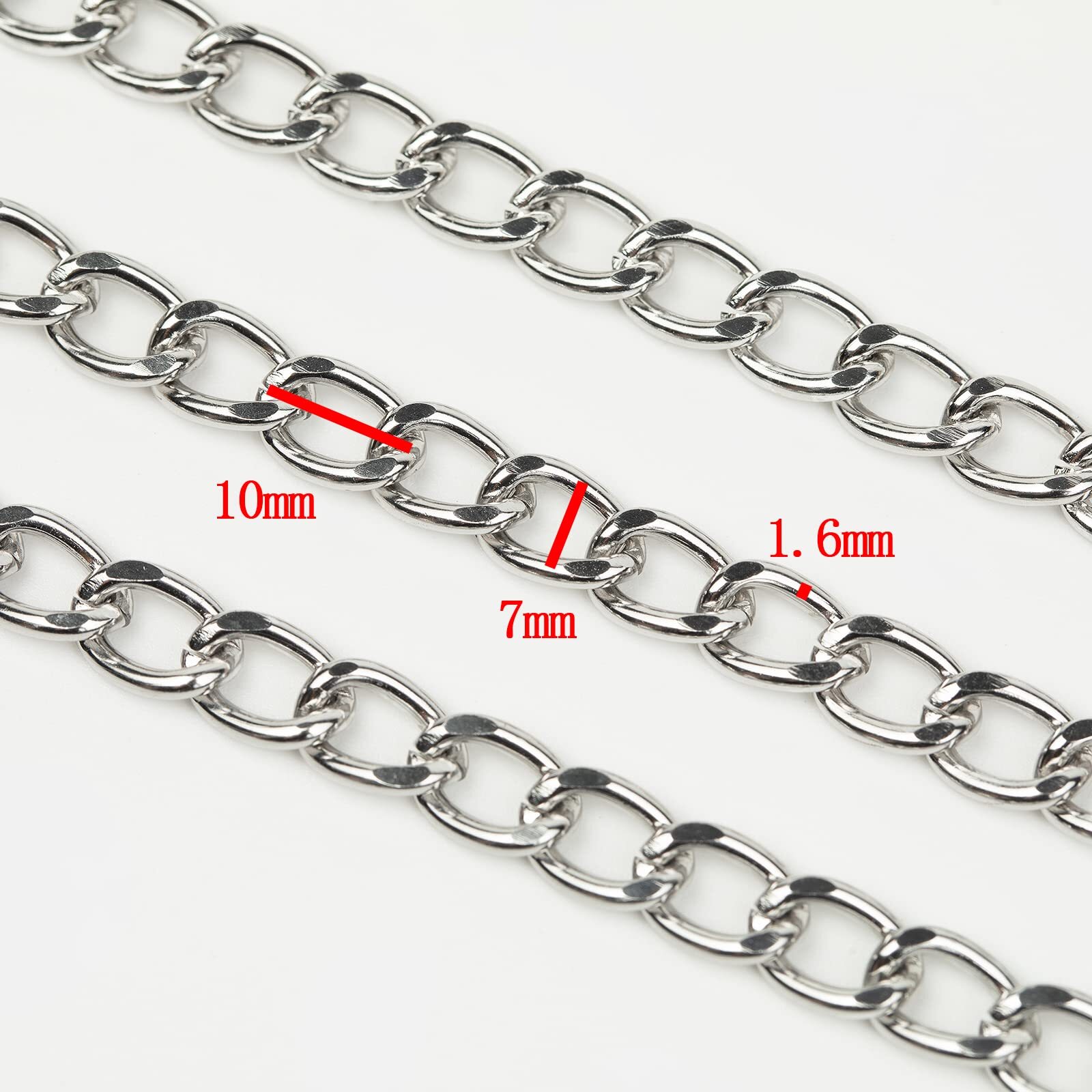 16.4 Feet Twisted Curb Chain Links Silver Plated Aluminum Bracelet Necklace C…